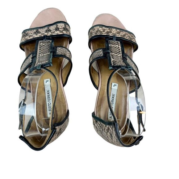 Alberto Fermani Snake Print Leather Strap Sandals - Picture 7 of 10